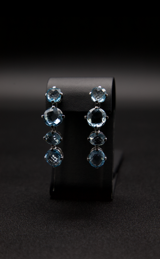 Aretes de plata con piedras preciosas Aguamarina