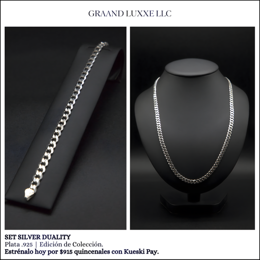 SET SILVER DUALITY | Cubana + Barbada Diamantada (.925)