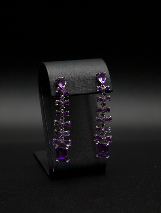Aretes de plata con gema Amatista.